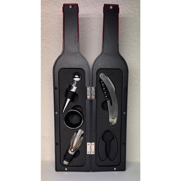 Wine Bottle Shaped Wine Accessory Gift Set – 5-Piece Kit by MerchSource (2017) - Picture 1 of 5